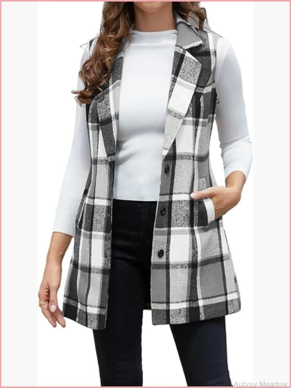 Plaid Vest Sleeveless Blazer Jacket Fall Winter Cardigan Tops